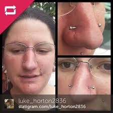 A single piece of jewelry, usually a barbell is worn connecting all three — although from an outsider's view it will simply appear as a pair of nostril piercings assuming that the barbell sits flush with the skin. Industrial Strength Whoa Check Out This Nasallang Piercing That