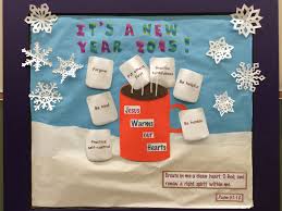 January New Year Bulletin Board For A Christian School I Borrowed Some Ideas From Other Christmas Bulletin Boards Christian Bulletin Boards Preschool Bulletin