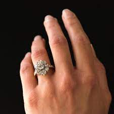 Antique Style French Diamond Daisy Cluster Engagement Ring Cluster Engagement Ring Cluster Engagement Ring Vintage Antique Diamond Engagement Rings