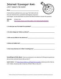 Education World Internet Scavenger Hunt The Hobbit Internet Scavenger Hunt Word Problem Worksheets The Hobbit