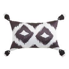 Black And White Lumbar Pillow With Tassels Black White Abstract Diamond With Tassles Pillow Pillow Pattern Lumbar Pillow Pillows