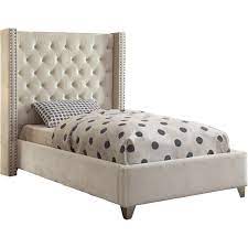 30 day return policy · lowest price guarantee · all orders ship free! Meridian Beds Aiden Velvet Twin Bed Cream Twin From Signature Home Furniture