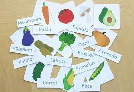free printable vegetable flash cards and matching kindergarten flashcards arabic letters