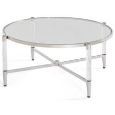 Luxury furniture marble top coffee table sectional glass round tea table with gold stainless 3)the top of the coffee table is marble or tempered glass for choose. Modus International Marilyn Glass Top And Steel Base Round Coffee Table A1 Furniture Mattress Cocktail Coffee Tables