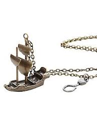 Disney Peter Pan Captain Hook Ship Necklace Peter Pan Jewelry Captain Hook Hook Necklace