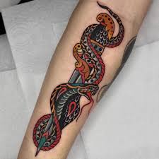 American traditional snake tattoo outline. Traditional Tattoo Ideas Meanings Anchors Daggers Flash Ships More