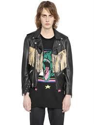 Saint Laurent Fringe Leather Jacket Lamb Leather Jacket Fashion