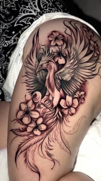 ✧, Continuing this thigh piece , Of a Phoenix 🐦‍🔥 🔥🔥🔥, One more session to complete this piece, Custom tattoo for my client , She’s almost ready for summer 😏, 🌷 Book with me for your next tattoo 🌷, ...