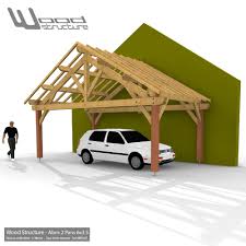 Abris 2 Pans Asymetrique Charpente Bois Wood Structure Charpente Bois Charpente Abris Voiture Bois