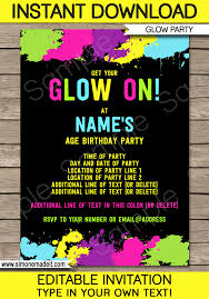 Free printable birthday slumber party invitation #slumberparty #pajamaparty. Neon Glow Party Invitations Template Editable And Printable