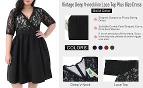 Style advice for your plus size body shape. Amazon Com Nemidor Women S Half Sleeves V Neckline Lace Top Plus Size Cocktail Party Swing Dress Clothing