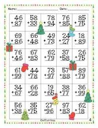 The worksheets become more advanced as students move through the set. Christmas Touch Math Double Digit Addition With Regrouping Touch Math Touch Math Worksheets Double Digit Addition