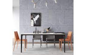 This beautiful wooden dining table extends to seat 8. Modern Home Furniture 6 Seater White Ceramic Marble Dining Table