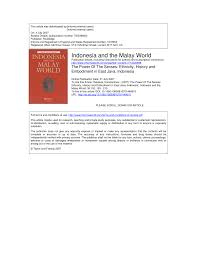 Karanganyar indo auto systems (kias) dengan kualifikasi sebagai berikut. Pdf The Power Of The Senses Ethnicity History And Embodiment In East Java Indonesia