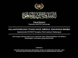 Assalaamu alaikum wa rohmatullaahi wa barokaatuh. Agong Permaisuri Zahir Ucapan Takziah Kepada Tengku Permaisuri Selangor
