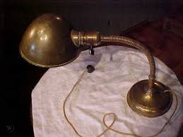 Glass lamp shades, fixture shade and globes. Vintage 1908 Signed Miller Brass Gooseneck Desk Lamp For Parts Or Repairs 456984507