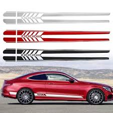 1 Pair Car Side Stickers Body Decals Sticker Long Stripes For Mercedes Benz C Racing Calcomania Para Auto Calcomanias Para Coches Pegatinas Para Coches