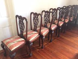 Set Of 8 Vintage Chippendale Style Ball Claw Mahogany Dining Chairs Dining Chairs Chair Chippendale Dining Room Chairs