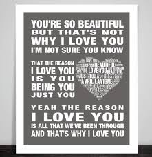 Avril Lavigne I Love You Music Love Song Lyric Print Wedding Dance Valentine