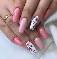 Cute coffin nails tumblr 2019 new expression nails. Cute Coffin Pink Nails An Accent Coffin Floral Nail For Spring 2019 Springnails Springnailart Springnaildesigns Feather Nails Floral Nail Designs Pink Nails