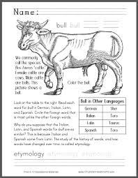 Bull Animal Worksheet For Primary Animal Worksheets Language Worksheets Bull