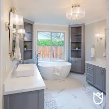 I really like these bathroom pictures because the design is an eclectic spin on a traditional country bathroom. House Tour White Gray Gold Remodel Ktj Design Co