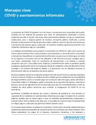 Somos la organización de naciones unidas en colombia estamos comprometidos con el desarrollo sostenible ✨ nacionesunidas.org.co. Document Onu Habitat Mensajes Clave Covid 19 Y Asentamientos Informales