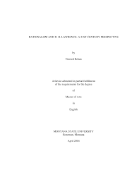 RATIONALISM AND D. H. LAWRENCE: A 21ST CENTURY PERSPECTIVE by Naveed Rehan  A thesis submitted in partial fulfillment of the req