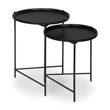 An industrial wrought iron base is paired with chic metal for a contemporary feel, and the smaller table can be housed beneath the larger table w… Kate And Laurel Ulani Set Of 2 Nested Round Metal End Tables Black Walmart Com Walmart Com