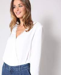 Tout blouse chemise top imprimeés en jean. Body Chemisier Blanc Casse 561722912a09 Pimkie