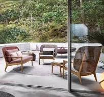 Luxury Modern Teak Outdoor Garden Rattan Furniture Dining Chair Courtyard  Terrace Leisure Waterproof Solid Wood Single Double Sofa