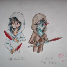 Learn how to draw killer pictures using these outlines or print just for coloring. Adori Art Instagram Post Carousel So The Picture Is Done Yay So I Have To Say These Two Have So Much In Comon They Both Kill And Were Set On Fire They Wear A Hoodie And A