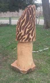 150 Chainsaw Carved Morel Mushroom Almost 4 Foot Painted Sanded Polyurethane Chainsaw Carving Carving Wood Log Crafts