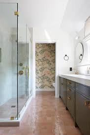 Porcelain bathroom floor tiles are very less prone to absorbing the moisture whether you choose glazed porcelain or unglazed porcelain tile. Bathroom Hexagon Terracotta Floor Tiles Design Ideas