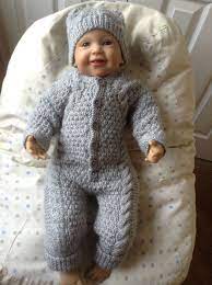 Maybe you would like to learn more about one of these? Aran Irish Knit Snowsuit And Hat In Silver Grey To Fit 3 6 Month Ready To Ship Doll Clothes American Girl Baby Knitting Patterns Baby In Snow