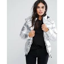 Brave Soul Parka Jacket With Faux Fur Trim Hood Brave Soul Short Padded Coat 1 070 Egp Liked On Polyvore Featuring Outerwear Coats Silver Padded Hooded Coat Zipper Coat Padded Coat Coat Trends Coat