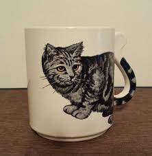 The guys behind the counter were very knowledgeable about the coffee and the different brewing techniques. Cat Mug Black White Gray Tabby Striped Kitten Japan Vintage Etsy Vintage Coffee Cups Vintage Coffee Mugs