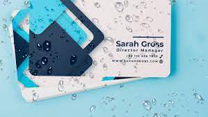 Strike up a conversation with a prospect by running your business card under water! Business Cards Waterproof Astuae