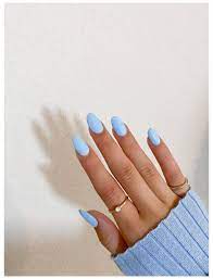 Baby Blue Acrylics Baby Blue Nails Aesthetic Babybluenailsaesthetic In 2021 Rounded Acrylic Nails Short Acrylic Nails Designs Round Nails