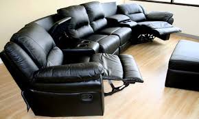 Modern Black Leather Reclining Sectional Sofa Sectional Sofa With Recliner Home Theater Furniture Home Theater Seating