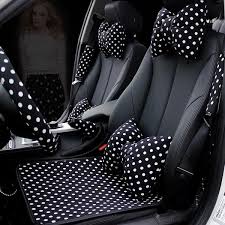 Polka Dots Car Accessories Set Neck Pillow Gear Shift Brake Seat Belt Cover Cute Car Accessories Car Accessories Car Accessories For Girls