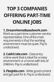 Top 3 Companies Offering Part Time Online Jobs Online Jobs Legit Work From Home How To Get Money