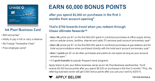 The card also currently has a $750 cash bonus you can earn after you spend $7,500 in the first three months of opening your account. Two Increased Credit Card Offers Chase Ink Plus 60k Lufthansa 50k Now Live
