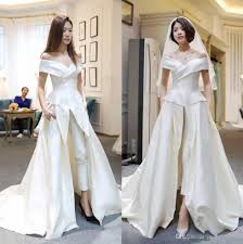 Einzigartige afrikanische kleid geeignet für hochzeit, prom und andere veranstaltungen kleid wird nach der gewählten größe bestellt. Grosshandel 2018 Zwei Stucke Hochzeit Braut Jumpsuit Eine Linie Weg Von Der Schulter Mit Hosen Brautkleider Sweep Zug Satin Uberrock Vestido De Novia Von Justforyou001 118 3 Auf De Dhgate Com Dhgate