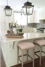 kitchen island decor, brick backsplash