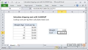 Excel Formula Calculate Shipping Cost With Vlookup Exceljet