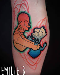 Bart And Homer Tattoo By Emilie B Tattoo B Tattoo Simpsons Tattoo Badass Tattoos