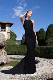 Fitted Long Black Satin Evening Prom Dress Jewelry Back Black Prom Dresses Prom Dress Jewelry Dresses