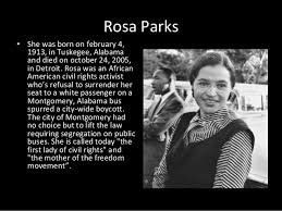 Yet there is much more to her story than this one act of defiance. Martin Luther King Malcolm X Rosa Parks