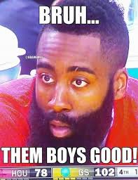 James Harden S Realization When He Saw The Golden State Warriors Play Rockets Http Nbafunnymeme Com Nba Funny Basketball Memes Nba Funny Funny Nba Memes